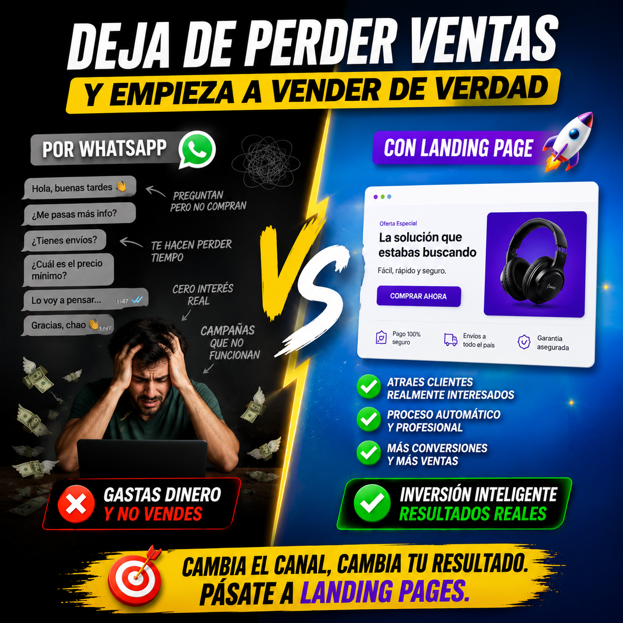 Deja de perder ventas y empieza a vender de verdad: WhatsApp vs Landing Page