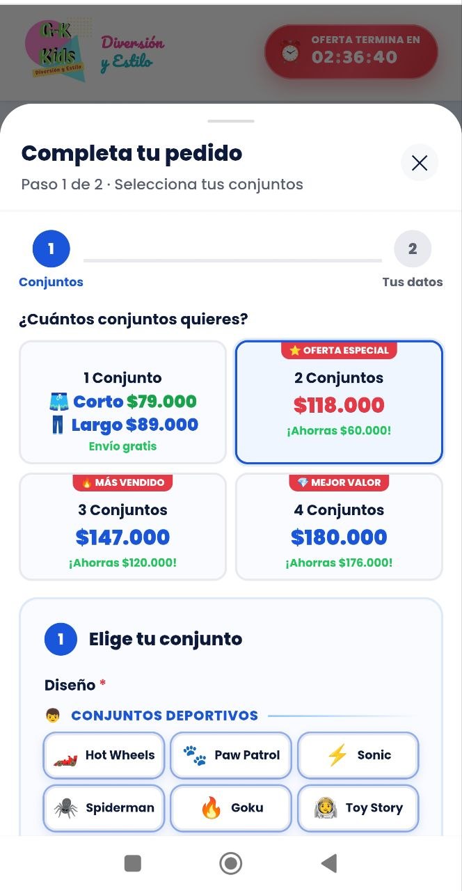 Paso 1: Seleccionar diseños - El cliente elige cantidad, diseño, tallas y colores